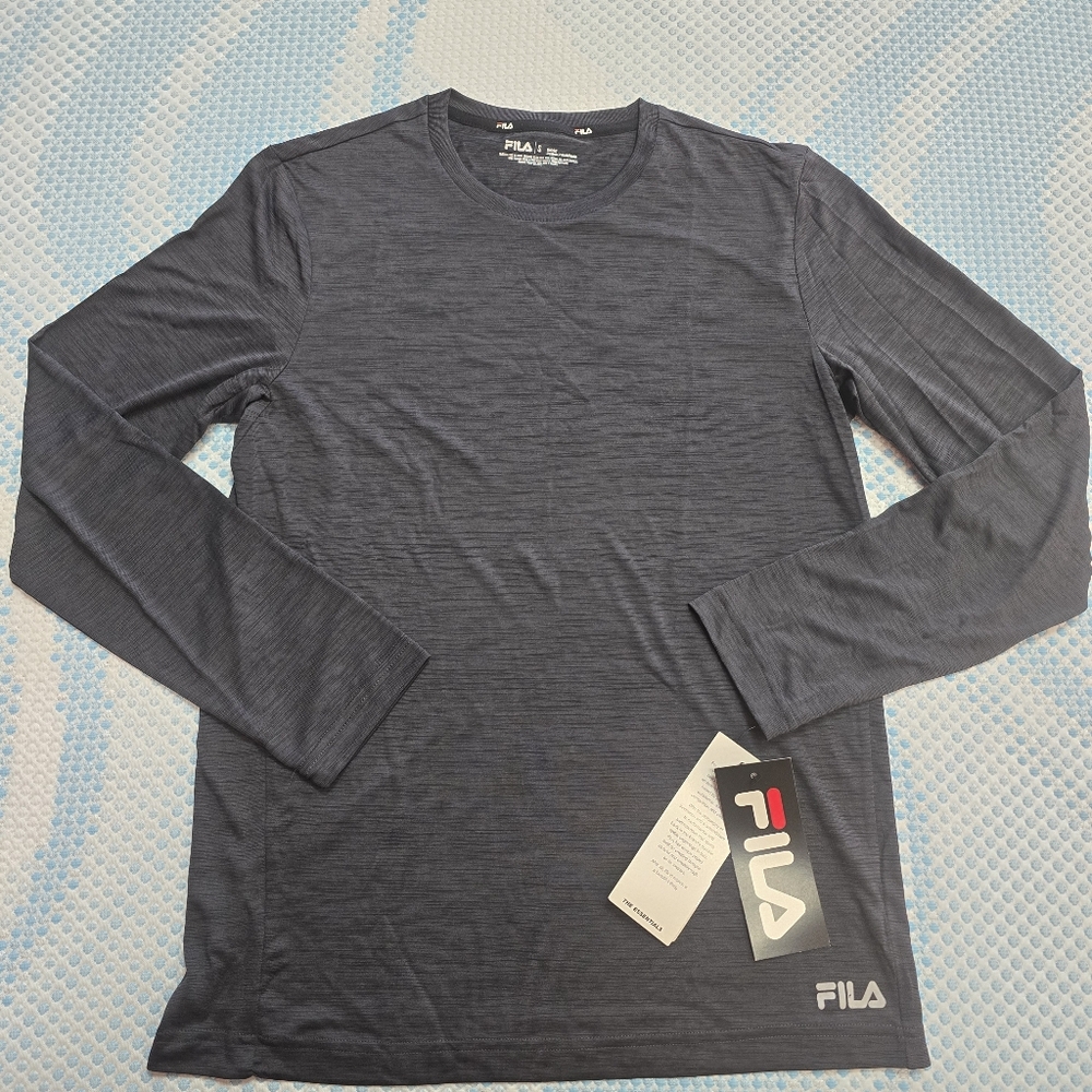 Fila Essentials Men's Charcoal Gray Long Sleeve Lightweight Shirt Size Small